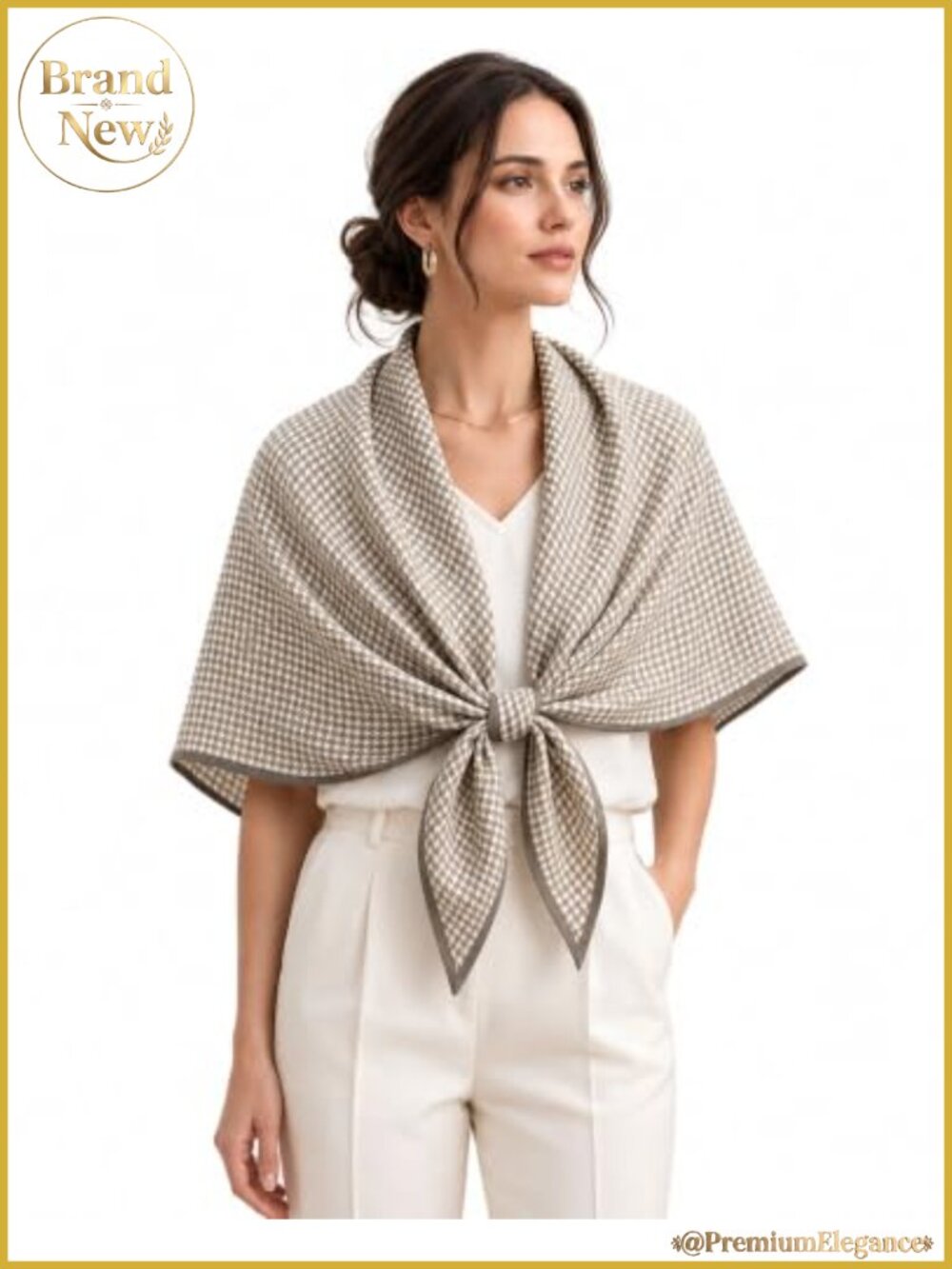Herringbone Triangle Scarf Shawl Wrap Soft Cotton Feel Oversized